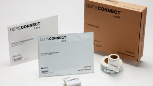 USPS Connect™ Local flat-rate packaging (bag, box, envelope) and labels.